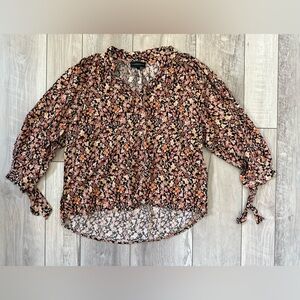 Cynthia Rowley Boho Floral Balloon Sleeve Blouse size large